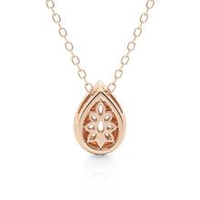 Load image into Gallery viewer, Pear Cut Moissanite Halo Necklace | Pavé Pendant in Silver &amp; Gold