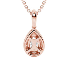Load image into Gallery viewer, Pear Shape Moissanite Halo Necklace | Silver &amp; Gold Pendant