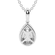 Load image into Gallery viewer, Pear Shape Moissanite Halo Necklace | Silver &amp; Gold Pendant