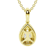 Load image into Gallery viewer, Pear Shape Moissanite Halo Necklace | Silver &amp; Gold Pendant