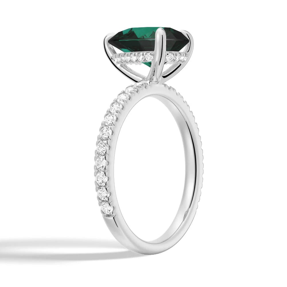 Engagement Ring with Hidden Halo and Pear Stone