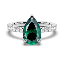 Load image into Gallery viewer, Pear Shaped Moissanite Engagement Ring with Hidden Halo