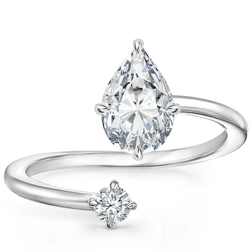 Petite Pear Moissanite Engagement Ring