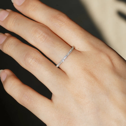 Ultra-Thin French Pavé Moissanite Ring for Women