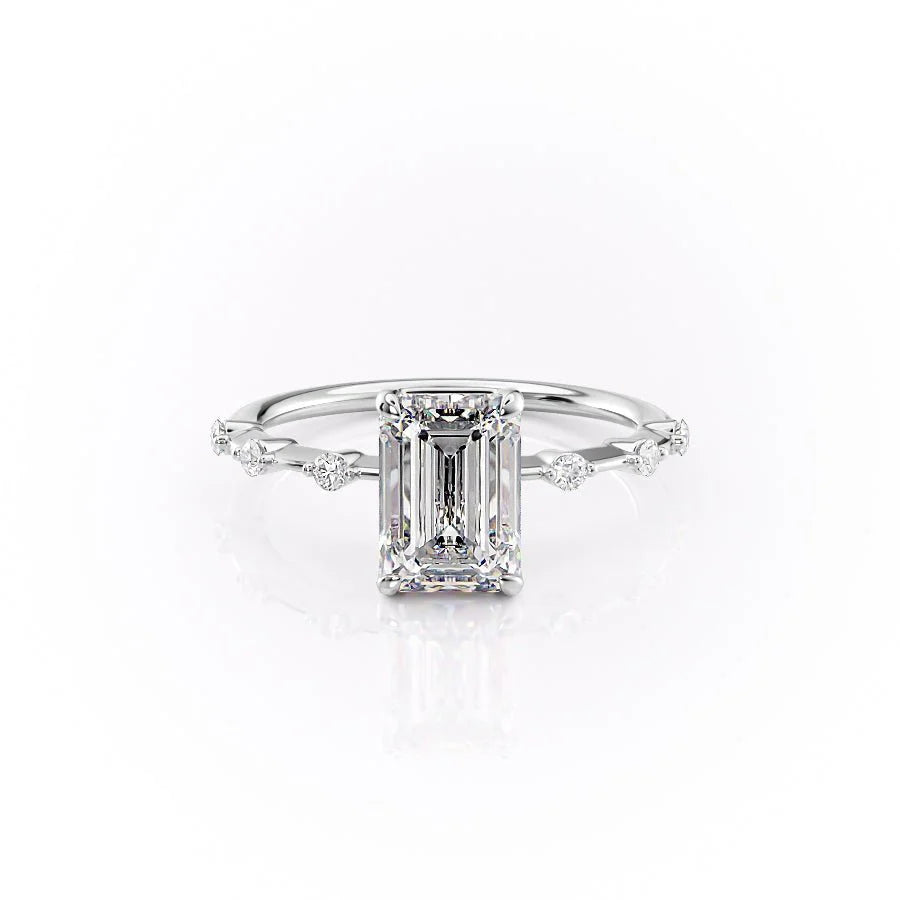Petite Emerald Cut Moissanite Ring