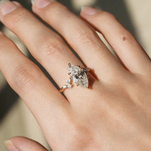 Dainty Marquise Solitaire Moissanite Ring