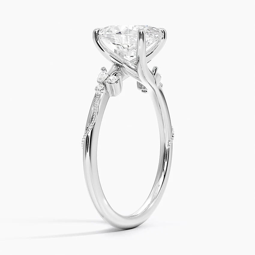 Side View of Oval Moissanite Engagement Ring