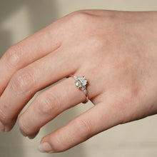 Load image into Gallery viewer, Petite Oval Moissanite Engagement Ring with Accent Stones | TKEANAAL