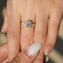 Load image into Gallery viewer, Close-Up of Oval Moissanite with Pavé Band