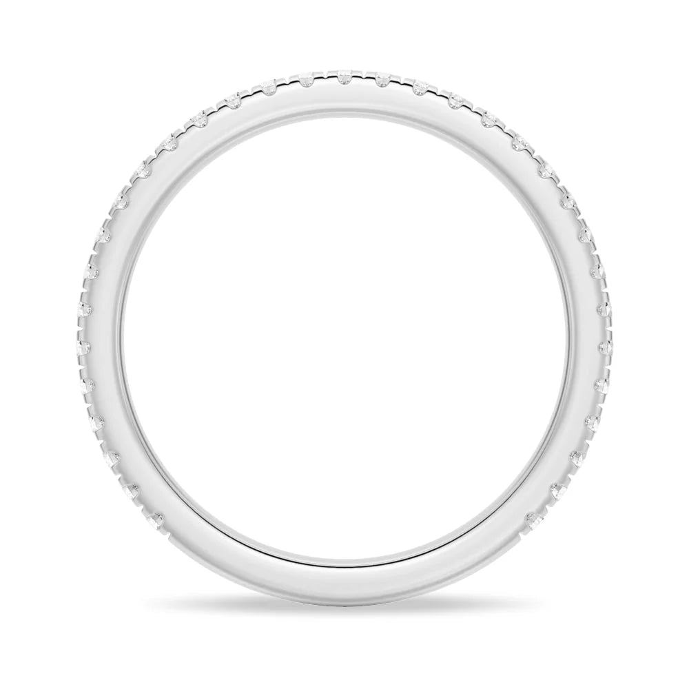 Petite Pavé Round Moissanite Ring – Elegant Wedding Band