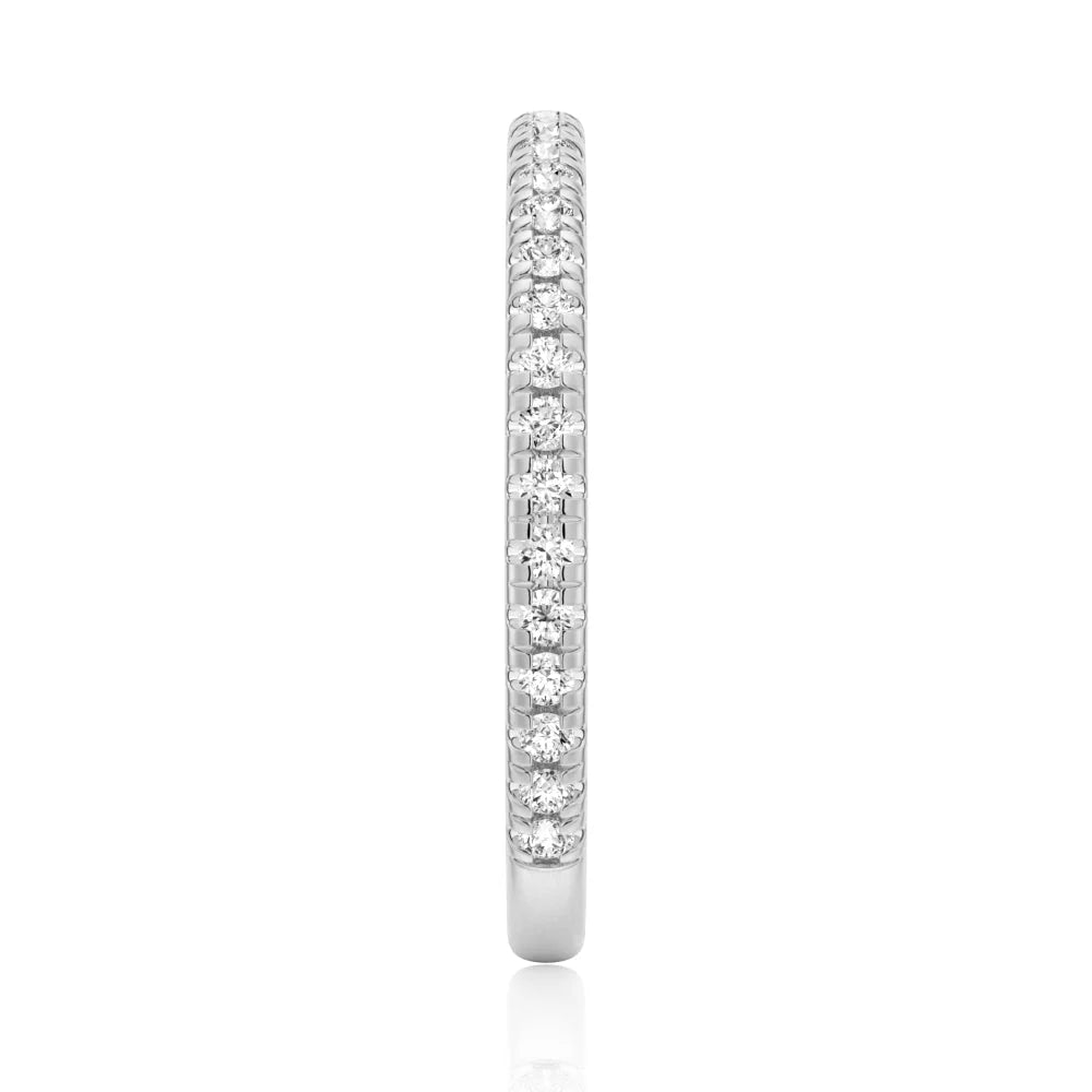 Petite Pavé Round Moissanite Ring – Elegant Wedding Band