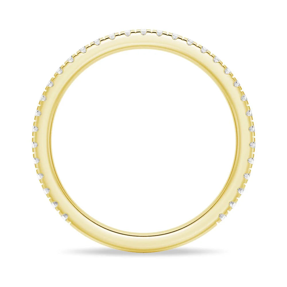 Petite Pavé Round Moissanite Ring – Elegant Wedding Band