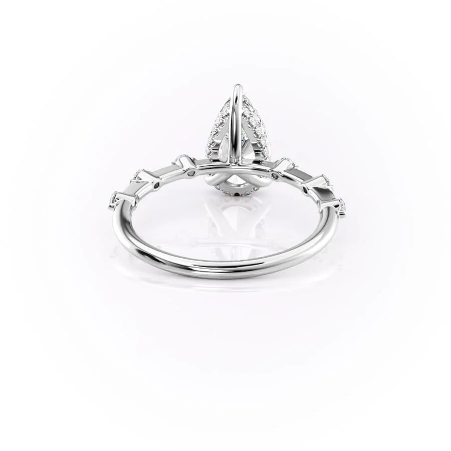 Minimalist Pear Cut Moissanite Ring in Platinum