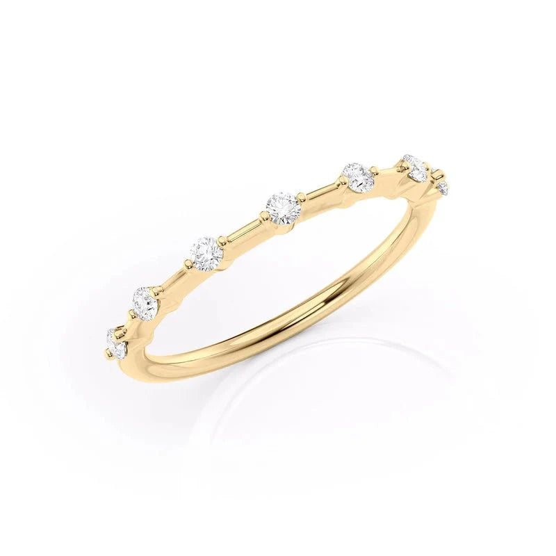 Gold Round Moissanite Wedding Ring