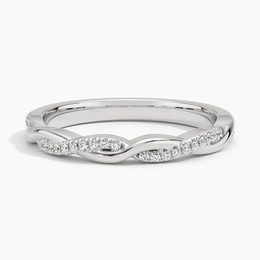 Organic Style Wedding Band with Moissanite