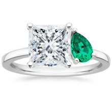 Load image into Gallery viewer, Princess and Pear Shaped Moissanite Engagement Ring