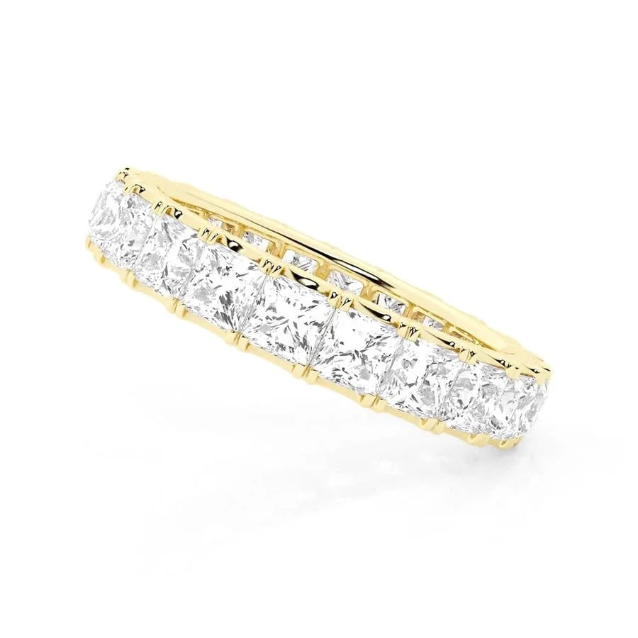Princess Cut Moissanite Eternity Band 5 CTW | Silver, Gold & Platinum