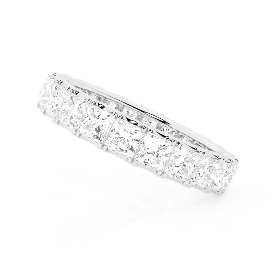 Radiant Moissanite Wedding Band in White Gold Finish