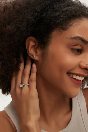 Princess Cut Moissanite Ring on Hand Model View