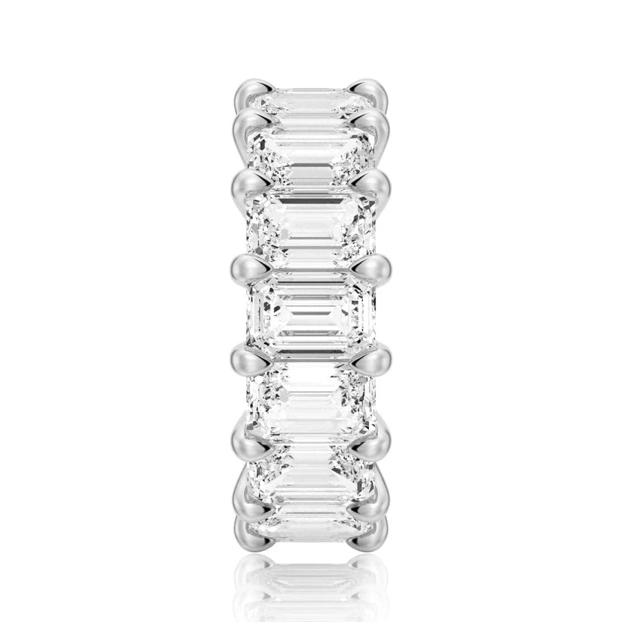 Platinum Emerald Moissanite Eternity Ring