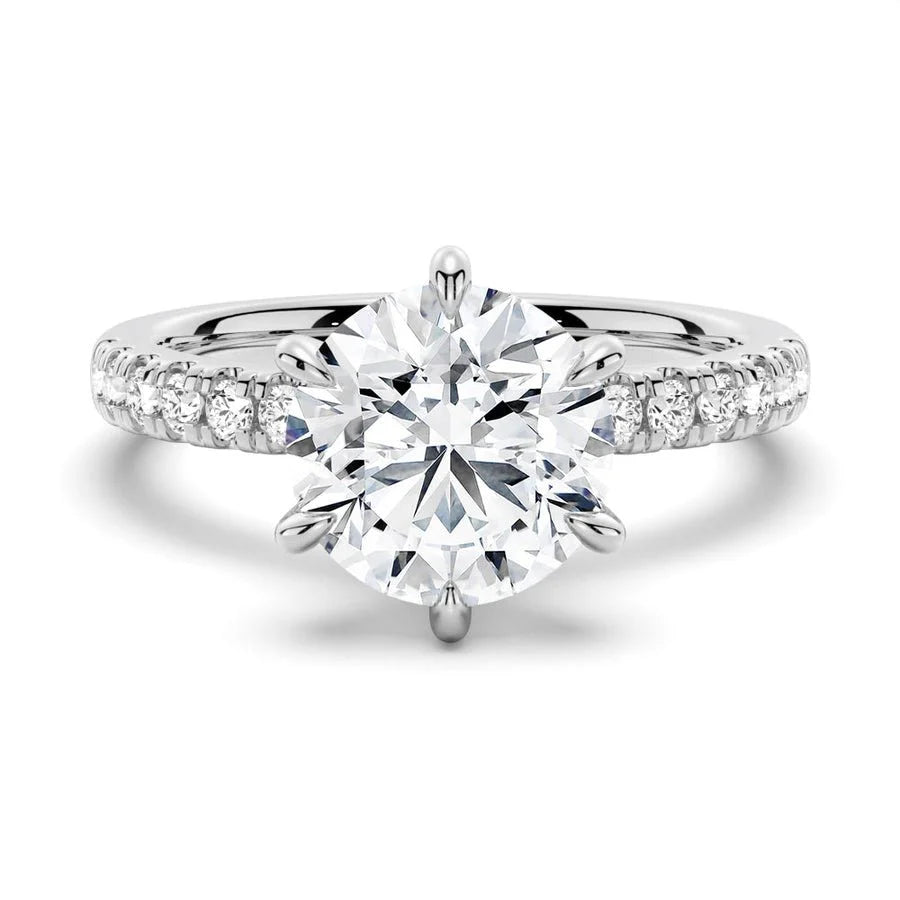 Six-Prong Round Moissanite Engagement Ring
