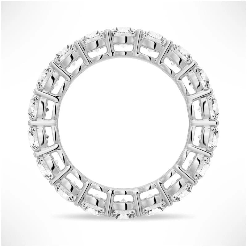 Lab-Created Moissanite Eternity Ring in White Gold on Hand
