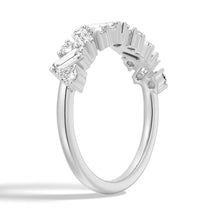 Load image into Gallery viewer, Round and Baguette Moissanite Wedding Band – Elegant Mixed-Cut Design