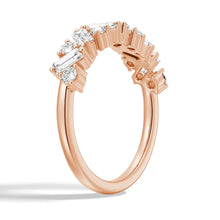 Load image into Gallery viewer, Round and Baguette Moissanite Wedding Band – Elegant Mixed-Cut Design