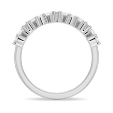 Load image into Gallery viewer, Round and Baguette Moissanite Wedding Band – Elegant Mixed-Cut Design