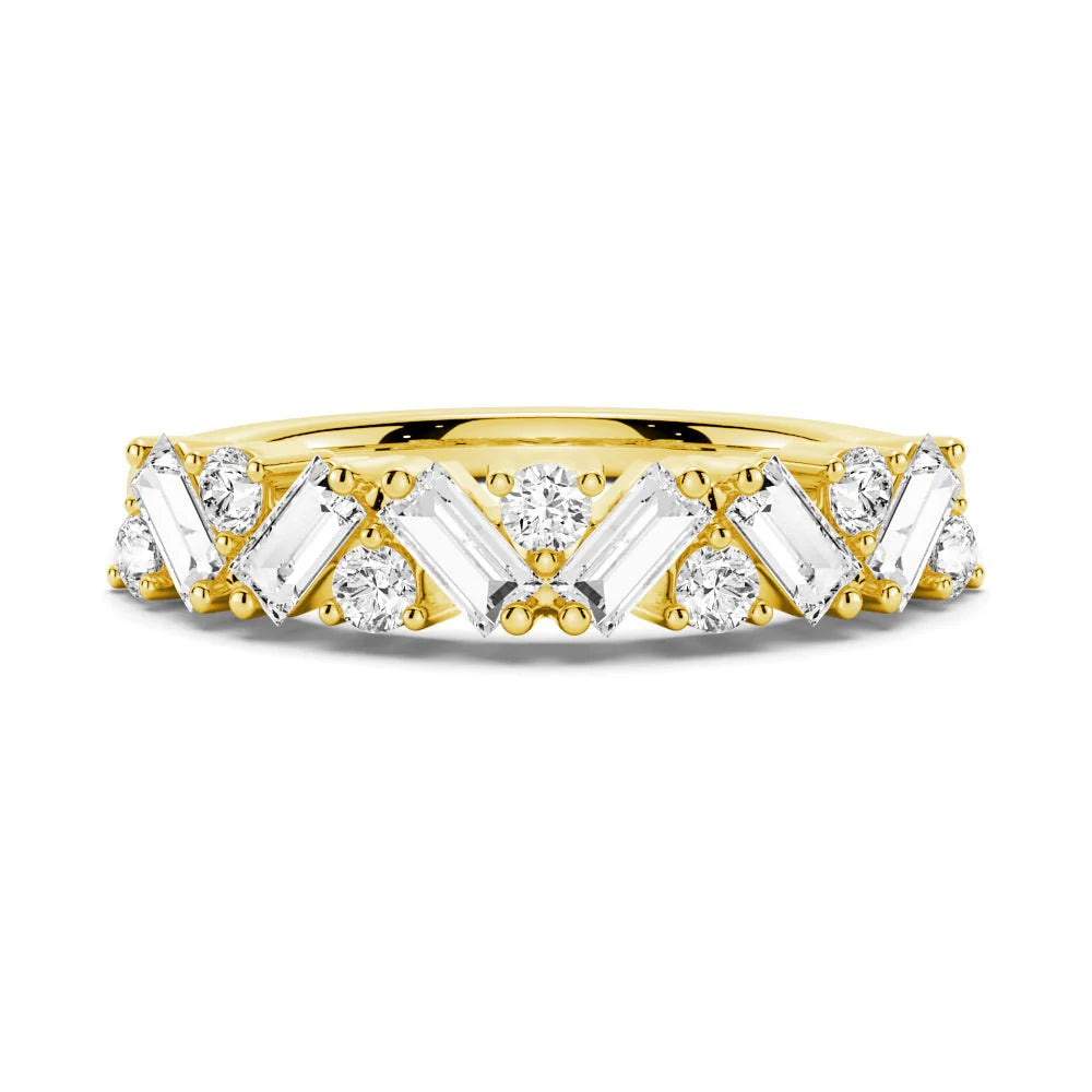 Mixed-Cut Moissanite Ring in Gold
