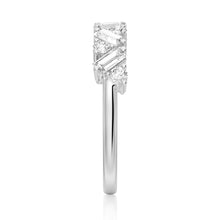 Load image into Gallery viewer, Round and Baguette Moissanite Wedding Band – Elegant Mixed-Cut Design