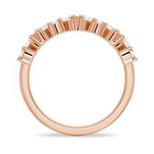 Load image into Gallery viewer, Round and Baguette Moissanite Wedding Band – Elegant Mixed-Cut Design