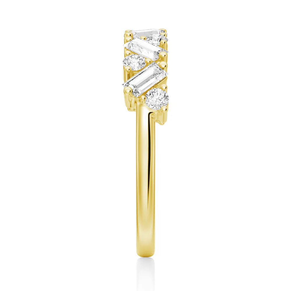 Round and Baguette Moissanite Ring