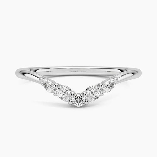 Round and Marquise Moissanite Wedding Band