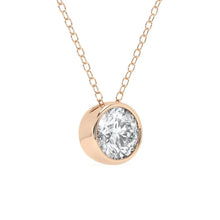 Load image into Gallery viewer, 1 Ct Round Bezel Moissanite Necklace – Silver &amp; Gold Options