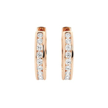 Load image into Gallery viewer, Moissanite Channel Hoop Earrings – Round Cut | Silver &amp; Gold