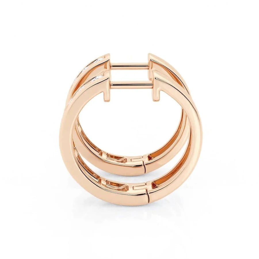 Moissanite Channel Hoop Earrings – Round Cut | Silver & Gold