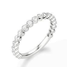 Load image into Gallery viewer, Round Cut Shared Prong Moissanite Ring – Half Eternity Wedding Band