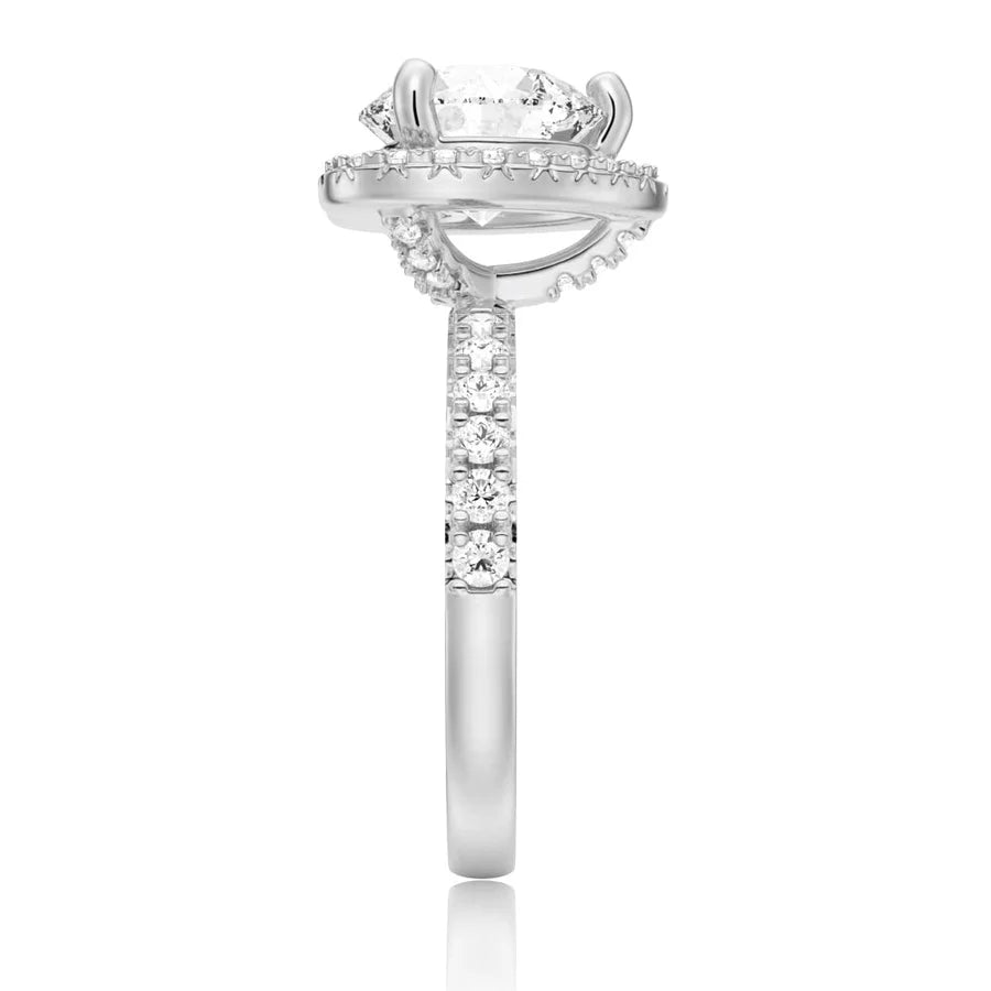 Round Halo Moissanite Ring Side Profile