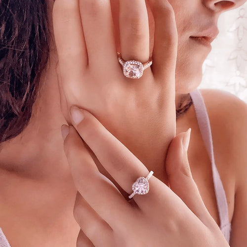 Love-Inspired Moissanite Ring with Halo Setting