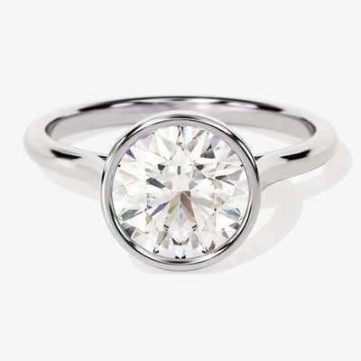 Bezel Set Round Moissanite Engagement Ring