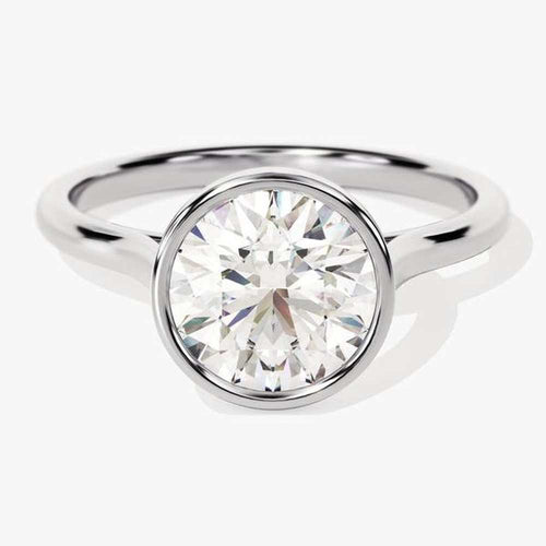 Bezel Set Round Moissanite Engagement Ring