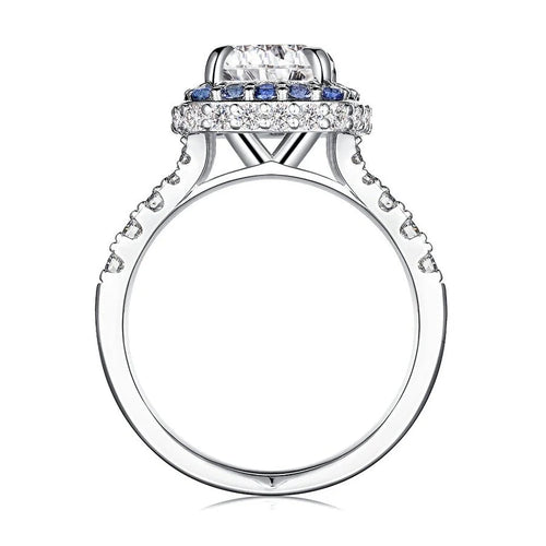 Elegant Sapphire and Moissanite Engagement Ring