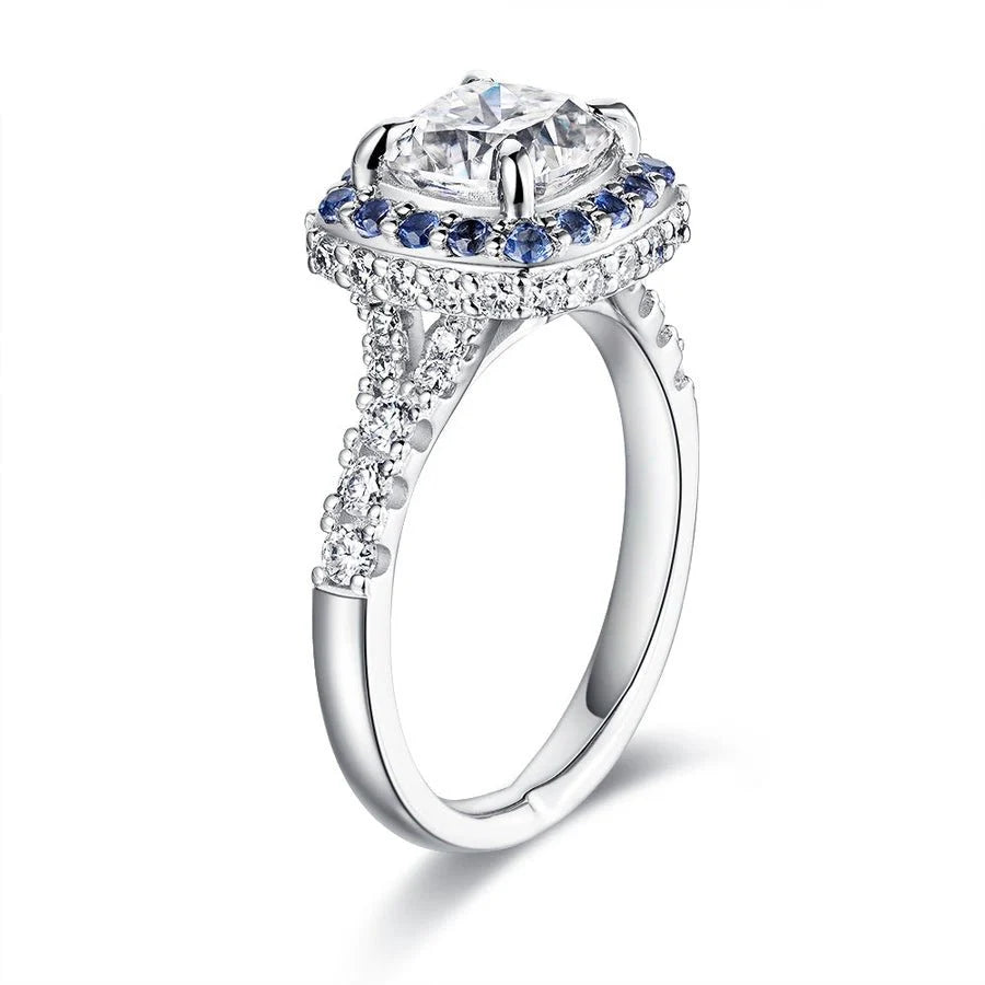 Luxury Sapphire and Moissanite Ring