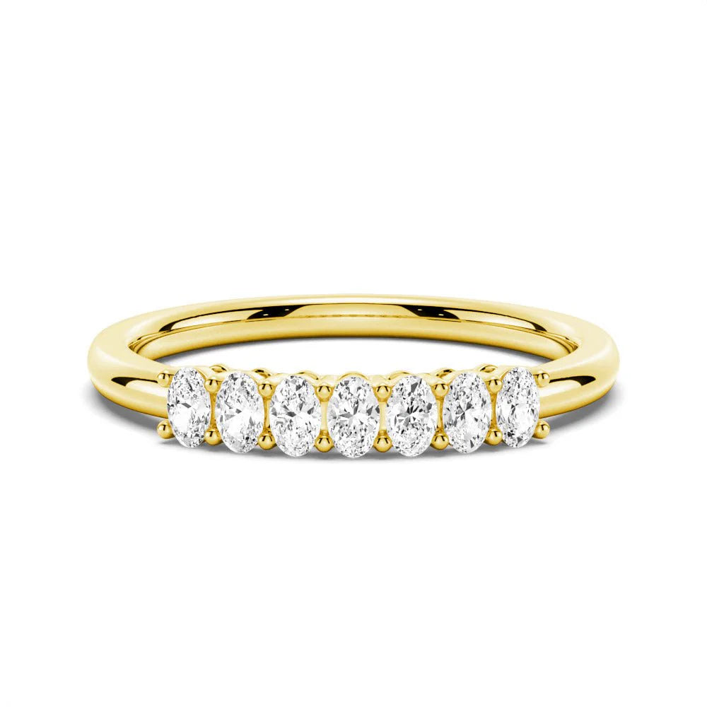 Gold Oval Moissanite Shared Prong Band