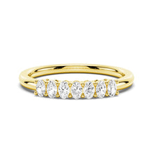 Load image into Gallery viewer, Gold Oval Moissanite Shared Prong Band