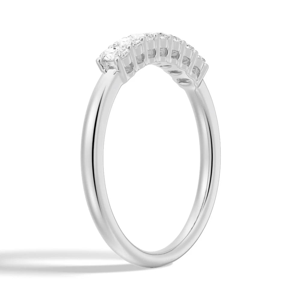 Platinum Oval Moissanite Wedding Band