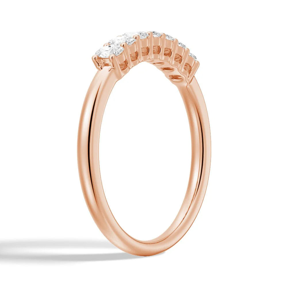 Shared Prong Oval Moissanite Wedding Band – Classic Eternity Ring in Silver, Gold, or Platinum