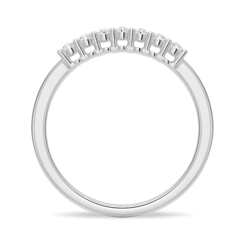 Shared Prong Oval Moissanite Wedding Band – Classic Eternity Ring in Silver, Gold, or Platinum