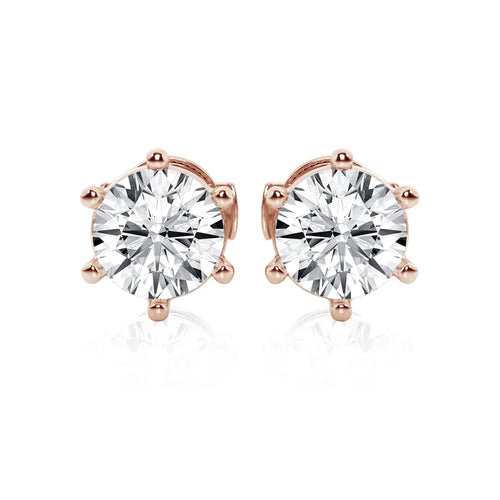 Solitaire Moissanite Stud Earrings in 3-Prong Setting